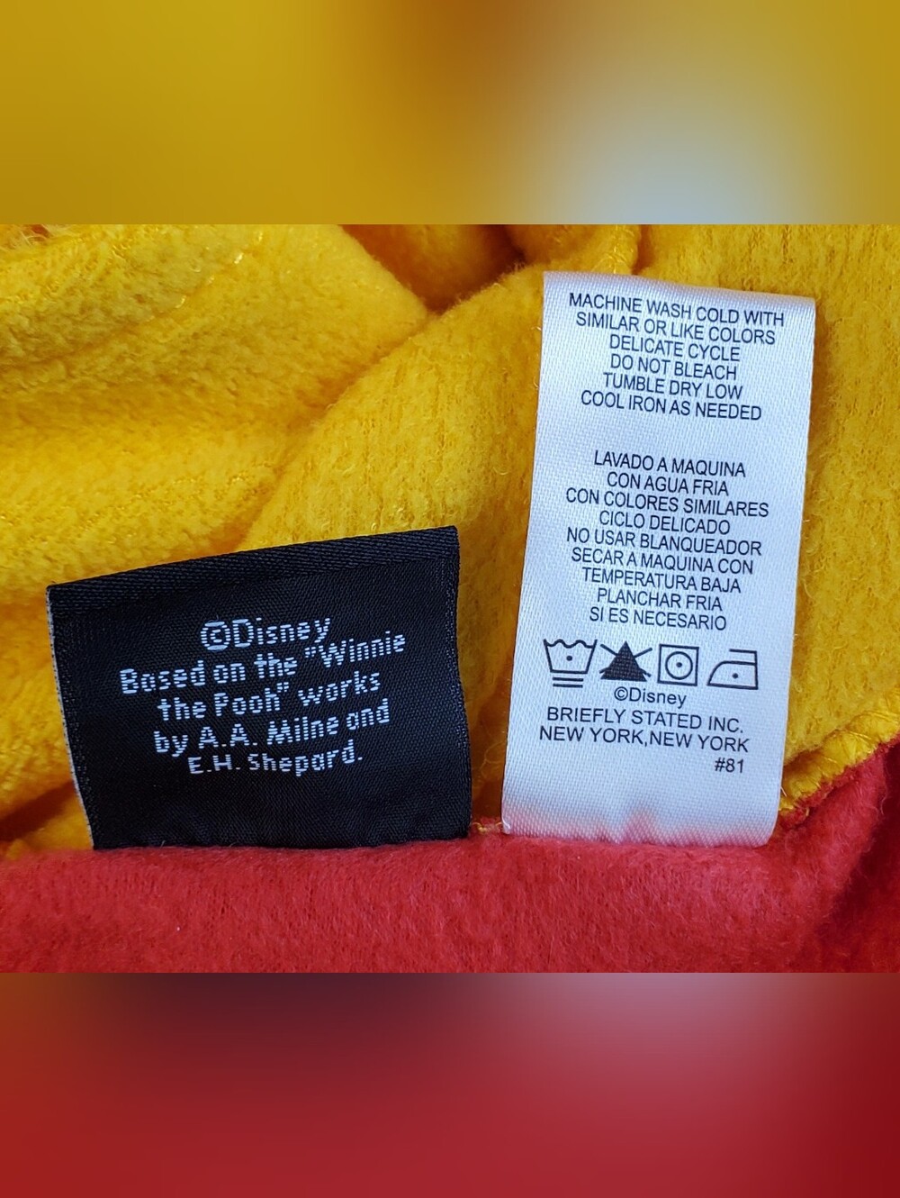 Disney Winnie The Pooh Bear Suit One-Piece Pajamas Halloween Costume Size XS GUC - Picture 7 of 12